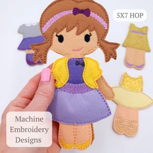 ITH Dress Up Doll Embroidery Design Set with 4 Outfits  Felt Paper Doll Starter Bundle  5x7 Hoop Quiet Book Toy