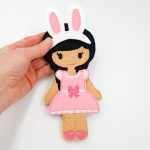 Felt Doll and Bunny Outfit ITH Set Spring Princess Easter Quiet Book Toy Digital Embroidery File Instant Download