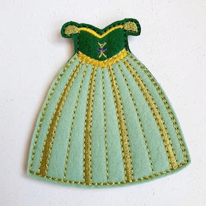 Doll Gown Embroidery Design: ITH Felt Dress Pattern, 5x7 Hoop (Digital Download)
