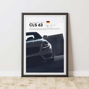 Mercedes-Benz CLS63 AMG Front View Printable Poster, Luxury Car Wall Art for Automotive Enthusiasts