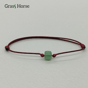 Green Aventurine Adjustable Waxed Cord Bracelet | Minimalist Healing Crystal | Sliding Knot 8 Colour Choices