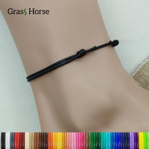 Minimalist Waxed Cord Anklet – Adjustable String Ankle Band, Waterproof Boho Beach Jewelry, Summer Friendship Accessory, 31 Colors