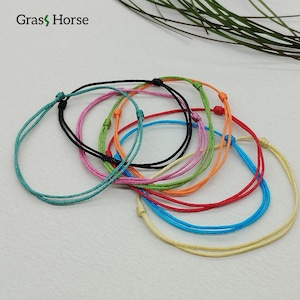Minimalist Adjustable Cord Bracelet Anklet Dainty Nylon Pure Colour Knot Stackable String Bracelet