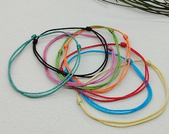 Minimalist Nylon Cord Bracelet or Anklet, Adjustable String Jewelry (1mm or 1.5mm)
