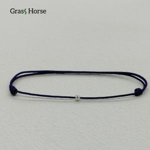 Twill Bead 925 Sterling Silver Adjustable Bracelet Nylon Cord Minimalist Customizable Jewelry
