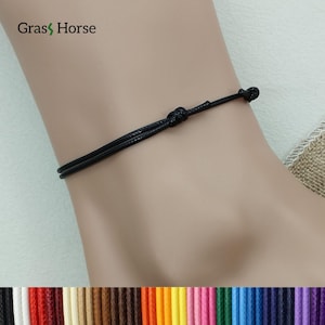 Waterproof Waxed Cord Anklet: Adjustable Boho Beach Ankle Bracelet