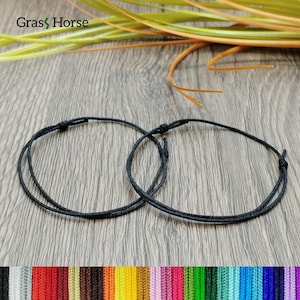 2pc Set Adjustable Nylon Cord Friendship Bracelets or Anklets, Unisex Slide Knot, 27 Colour Options, 1 mm/1.5 mm