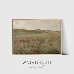 Poppy Fields Summer Landscape, Summer Wall Art, French Countryside Print, Vintage Oil Painting, 1800s Painting, Rustic, PRINTABLE ART