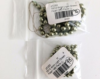 Swarovski Round Crystal Pearls 5810, Destash Supplies, Light Green, 4mm and 6mm, Lot of Beads