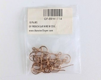 Destash Gold Filled French Ear Wire with Coil, 10 Pairs