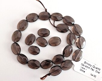 Smoky Quartz Destash Beads, 10x14mm Faceted Ovals