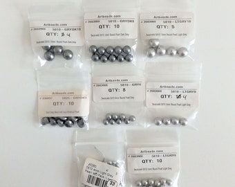 Destash Swarovski Round Crystal Pearls 5810, Asymmetrical 5826, Shades of Gray