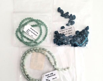 Blue Apatite, Aventurine and Green Jade, Destash Bead Lot, Nuggets, Faceted Rounds, Ovals