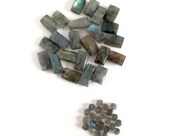 Faceted Labradorite Semi-Precious Stones, Destash Beads, Rectangular and Rondelles