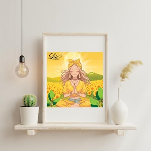 “Sunny Awakening” Poster – Wellness and Meditation Illustration