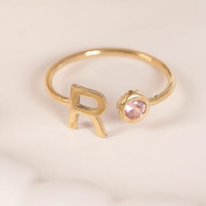 Personalized Initial Birthstone Ring,Personalized,Gift for Her,Letter Ring,Custom Initial Ring,Mothers Ring, Dainty Ring,Birthday Gifts