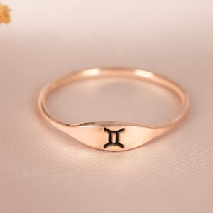 Zodiac Ring,Custom Zodiac Jewelry in Sterling Silver, Gold & Rose Gold, Birthday Gift for Her