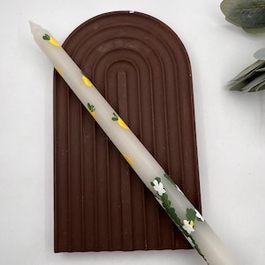 Lemon Flower Candle, Hand Painted Taper, Fruit Stick Candle, Yellow Table Decor, Citrus Candle Gift, Summer Candle 1pc