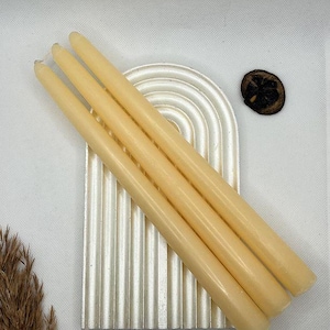 Handmade Pastel Light Orange Taper Candle Set of 3 – Long Burning Natural Wax – Elegant Decorative Candles