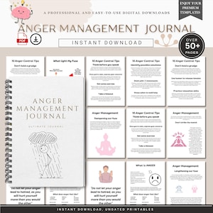 Anger Management Workbook for Teens and Adults Anger Coping Skills Journal Emotional Regulation Planner Mental Health Journal Printable