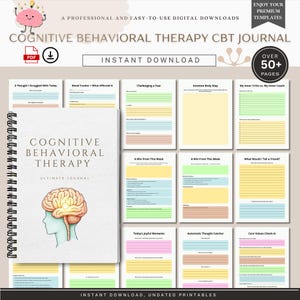 Cognitive Behavioral Therapy Worksheets, CBT Therapy, Negative Thought Challenging Worksheets, Mental Health Exercises, Thought Processing