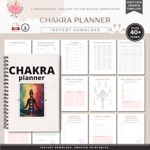 Printable Chakra Planner, Spirituality Planner Digital, Awakening Journal PDF, Chakras Guide, Chakras Worksheet, Chakra Healing Pages