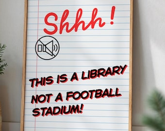 Funny Library Sign: Shhh! Printable Wall Art (Digital Download)