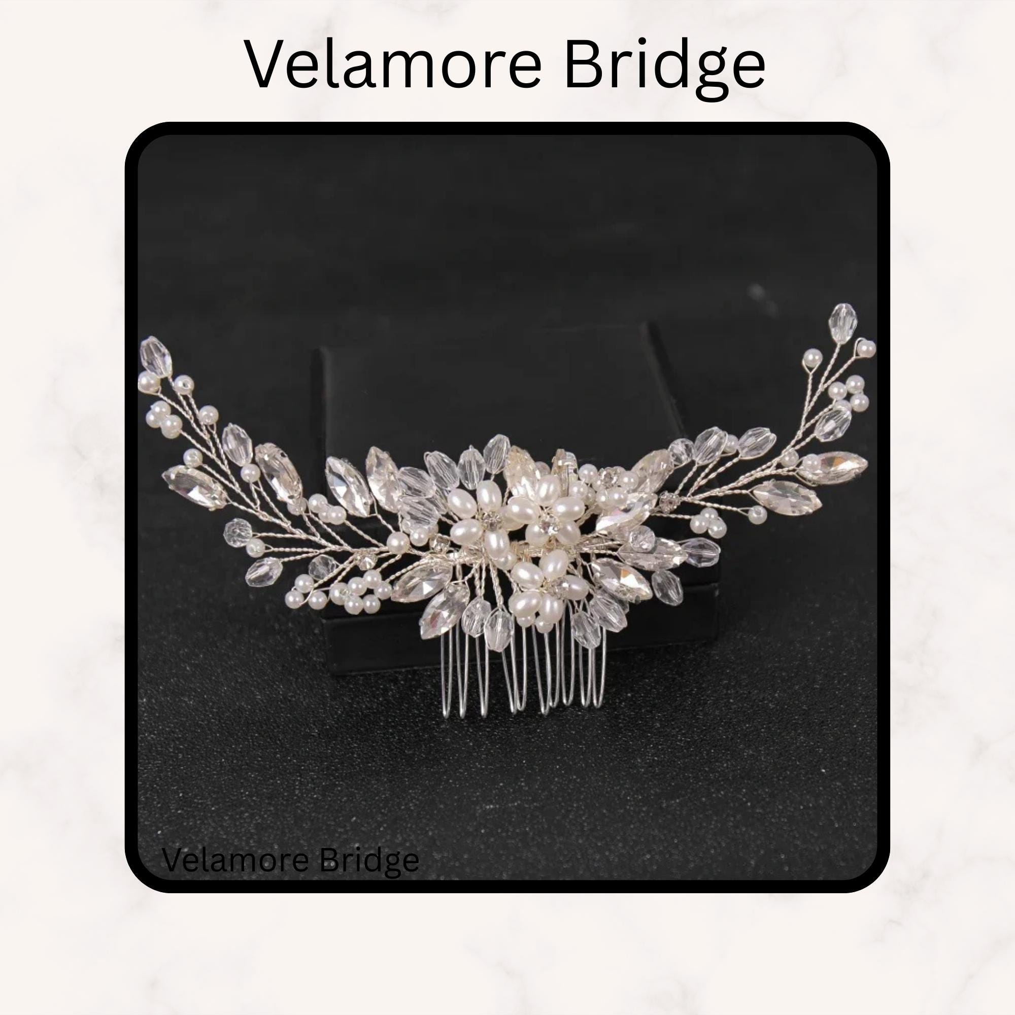 Peineta de novia con cristales, tocado de flores y perlas de piedra del Rin, horquilla de tiara de boda, accesorio para el cabello de novia, horquilla para el cabello para novia