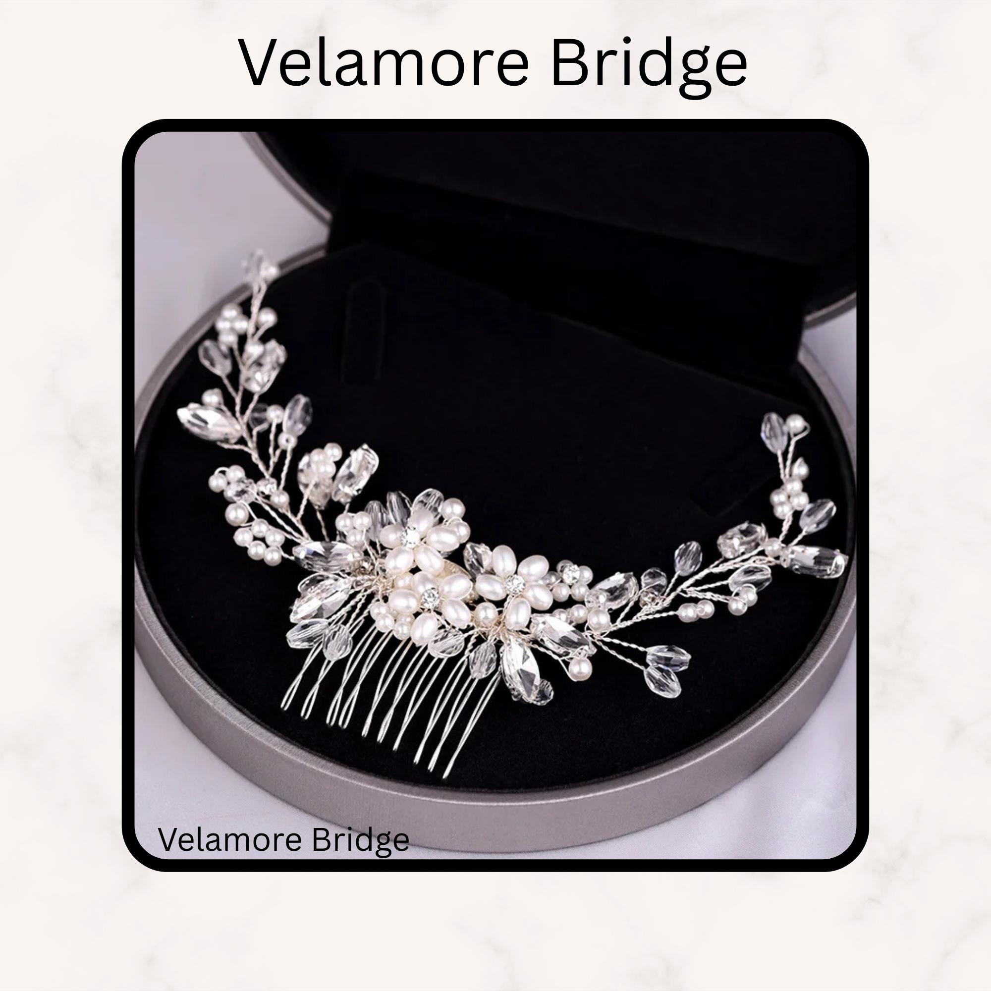 Crystal Bridal Hair Comb: Rhinestone Flower & Pearl Headpiece