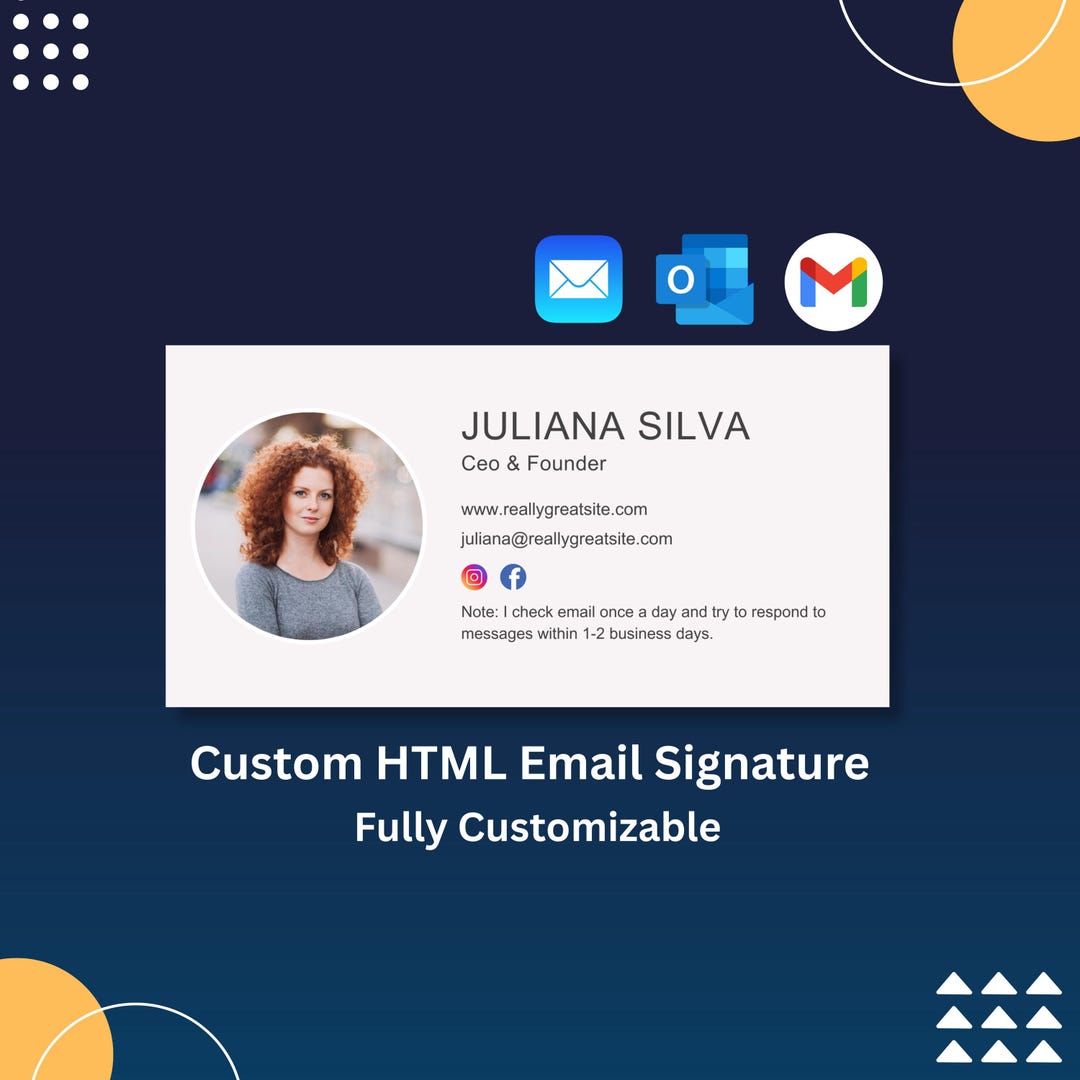Html For Signature Custom HTML Email Signature for Small Business Owner or for Your ...