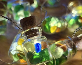 Shetland Seaglass önskeflaska ljusslinga – 20 varma färgade lampor USB-drivna