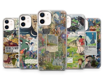 Studio Ghibli Phone Case Howl Moving Castle Cover for iPhone 17, 16, 15, 14, 13, 12, 11, Samsung S25, S24, S23, A56, A36, A16, Pixel 10 Pro