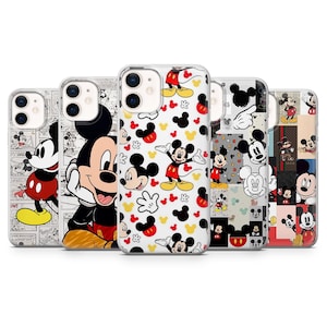 Custodia per telefono Topolino, stile cartoon, classica, vintage, per iPhone 16, 15, 14, 13, 12, 11, Samsung S25, S24, S23, A56, A36, A16, Pixel 9Pro, 8