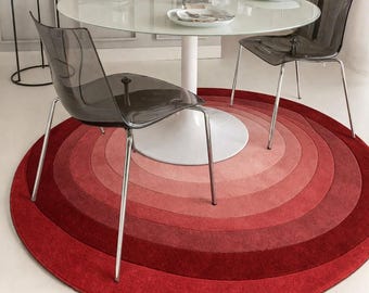 Round Red Ombre Rug, Modern Gradient Area Carpet, Washable Thin Home Decor