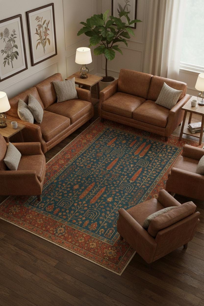Vintage Botanical Rug, Turkish Style, Boho Decor - Etsy