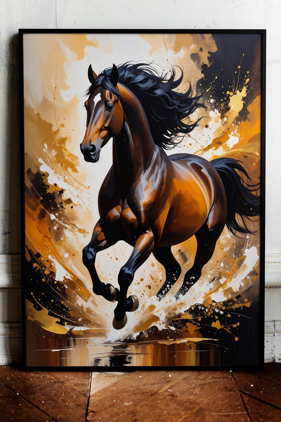 Galloping Horse Double Exposure Wall Art