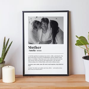 Personalized Mother Dictionary Definition Print with Photo Mommy Custom Digital Download Wall Art Gift for Mom Birthday Home Decor Printable