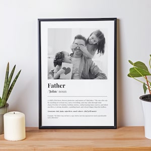 Personalized Father Dictionary Definition Print with Photo Custom Digital Download Wall Art Gift for Father Birthday Home Decor Printable