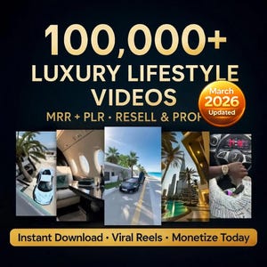 10万本以上のバイラルなラグジュアリーライフスタイル動画リール、車、ヨット、飛行機、億万長者、TikTok、Instagram、YouTube、デジタルマーケティング、MRR、PLR