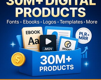 30M+ Digital Products Bundle | PLR + MRR | Fonts, Videos, Ebooks, Logos, Templates | Instant Download - Ideal for Passive Income + Education