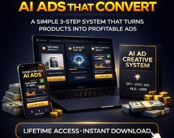 Gerador de anúncios criativos com IA pronto para usar | Crie anúncios meta de alta conversão para Facebook e Instagram | Ferramenta de marketing com acesso vitalício | PLR estático | MRR