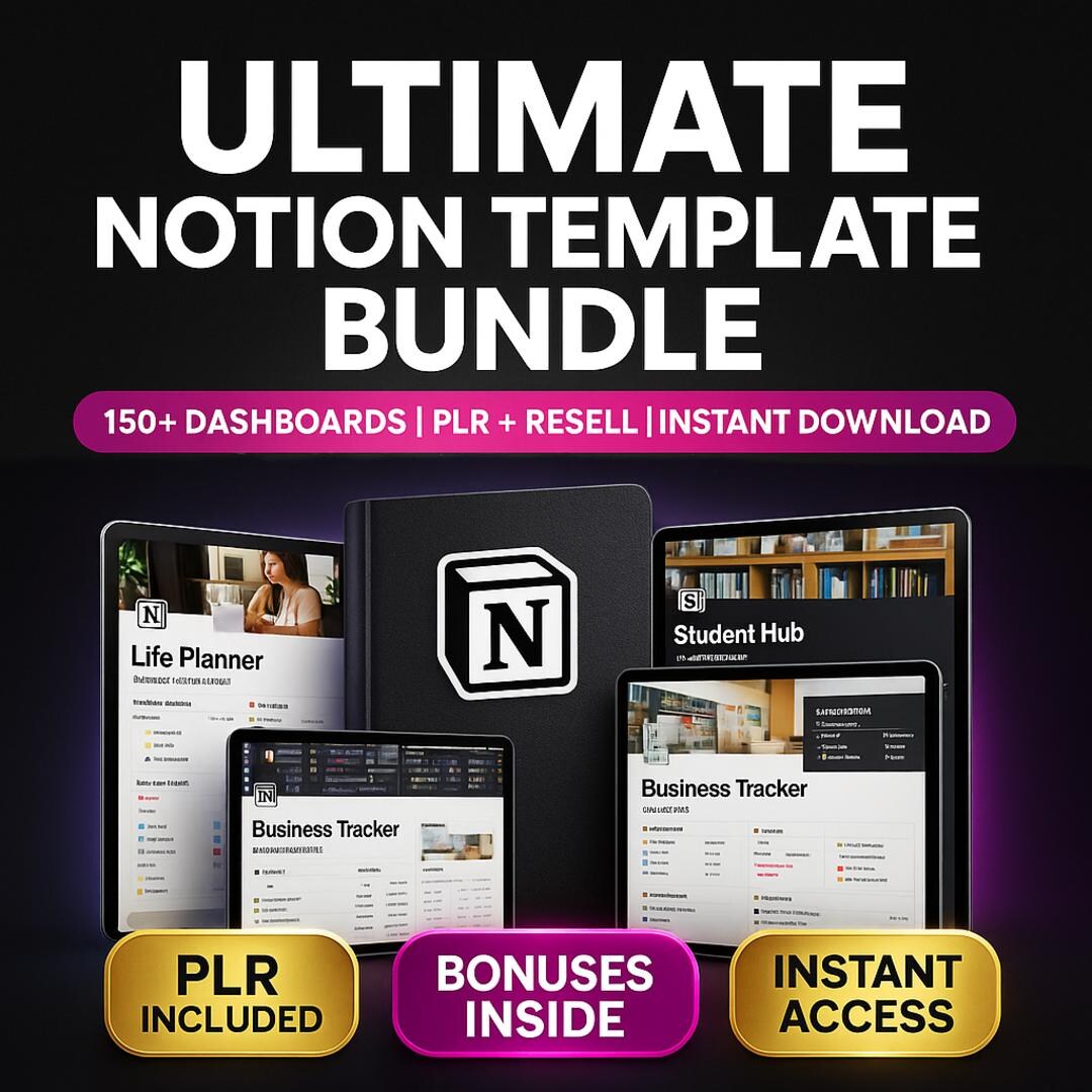Ultimate 150+ Notion Template Bundle | Life, Business, Student ...