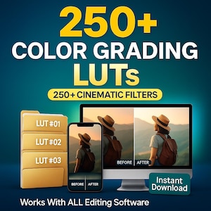 250+ Pro LUTs for Film & Content Creators | Cinematic Color Grading for Mobile, Desktop | Easy Drag, Drop Filters, Photo Filters