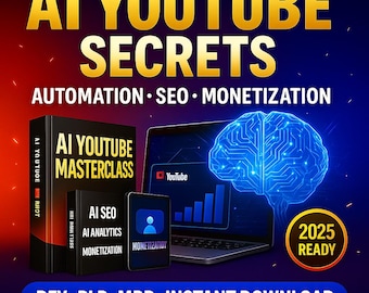 AI YouTube Secrets | Future-Proof Automation Course, DFY plr, MRR Digital Product, Faceless YouTube Masterclass, Instant Download Training