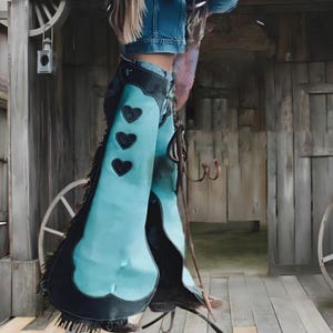 Women&#39;s Western 100% Geniune Leather Western Wear Chap Fringes, Suede Leather Pant Suede Leather Chap, Riding Chaps, Rodeo Leather Chap