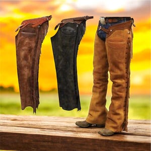 Men Western Wear Leather Chap Fringes, Suede Leather Pant, Suede Leather Chap, Riding Chap, Mountain Chap, Rodeo Leather Chap, Men Leggings