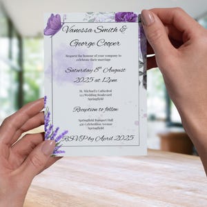 Lavender & Ivory Wedding Invitation Template