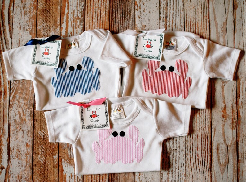 Louisian Crab Bodysuit Gown Bib or Blanket a variety of fabric choices