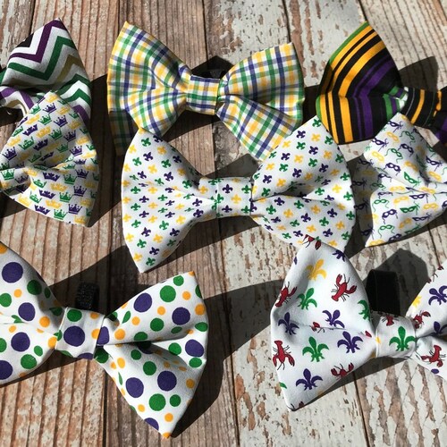mardi gras dog bow tie