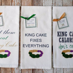 New Orleans Mardi Gras King Cake Themed Dish Towels